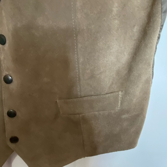 Cosa Nova Vintage Brown Tan Suede Leather Western Rodeo Snap Vest- Sz-XL - Picture 6 of 16